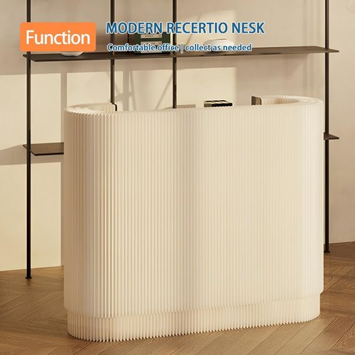 Reception Desk with Counter, Modern White Check Out Table, Reception Counter Table with Private Panels, 42.5 inch Retail Counter for Checkout, Lobby, Beauty Salon, Home Office Desk