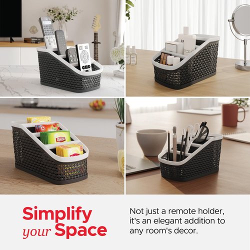 Remote Control Holder (Set of 2) Remote Caddy, TV Remote Control Organizer, 4 Compartment Remote Keeper Storage, Remote Organizer for Table, Desktop