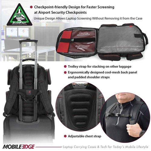Mobile Edge CORE Gaming Laptop Backpack for 17-18 Inch Laptops with USB Charging Port and Cable, TSA-Friendly, MECGBPV1