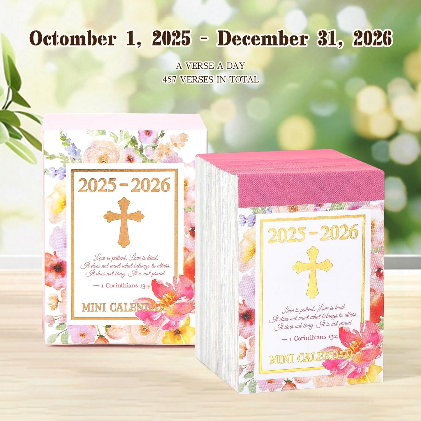 457 Sheets Daily Tear-Off Mini Desk Calendar Octomber 2025 - December 2026, A Bible Verse A Day Pocket Calendar for Planners Scrapbooking Journaling Notesbook, Perfect Christian Gifts for Women Kids