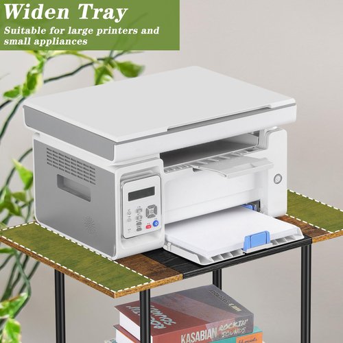 Shinoske Printer Stand with Storage,3 Tier Large Printer Table with Wheels for Home Office,Rolling Cart with Storage Shelf,for 3D Printer,Scanner Fax,Shredder,Rustic Brown