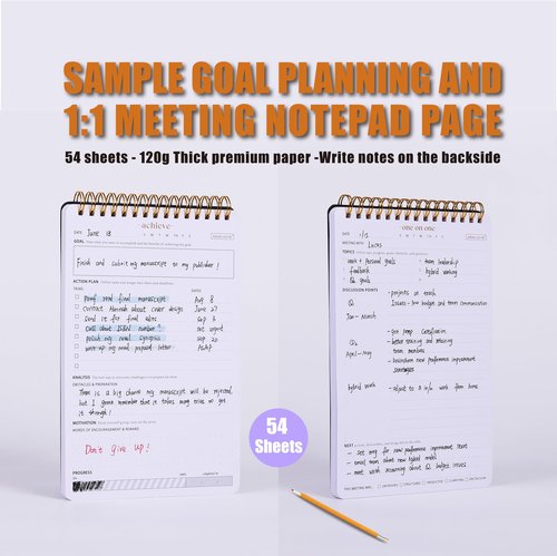 Productivity Notepad Suite - Bestselling Set Of 3 Notebooks, Including Weekly Planner, Goal Setting & 1:1 Meeting Notes- Keep Your Daily Projects, Clients, Meal & Responsibilities Organized