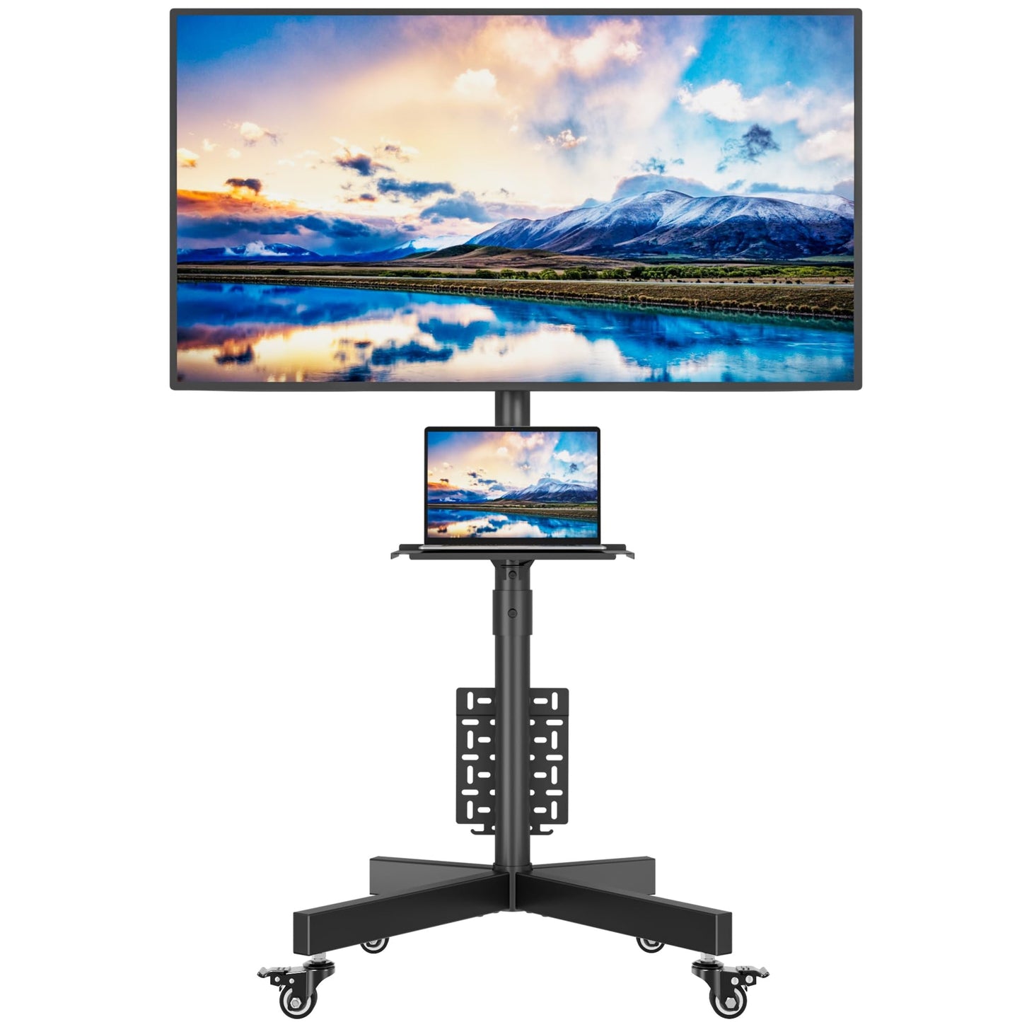 BONTEC Rolling TV Stand with Pegboard Storage for 32–65 Inch TVs, Holds, Height Adjustable Mobile TV Cart on Metal Wheels with Shelf & Cable Management,Holds up to 88 lbs, Max VESA 400x400mm