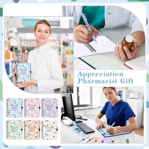 Sayglossy 48 Pcs Pharmacy Appreciation Gifts Christmas Pharmacy Technician Gifts Sets Pharmacist Spiral Notebooks with Appreciation Pens for Medical Assistants Students