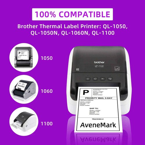 AveneMark - 12 Rolls Compatible with Brother DK-1241 (4" x 6") Replacement Shipping Labels - 200/Roll DK Adress Labels for Brother QL Label Printers - Include 1 Detachable Frame
