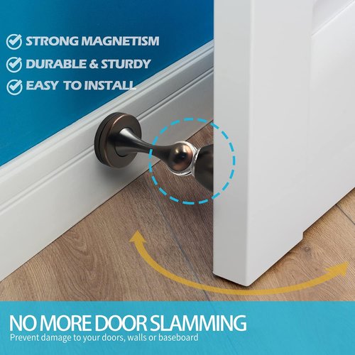 Neoera Magnetic Door Stop - Heavy Duty Oil Rubbed Bronze Door Catch | Anti-Rust, Wall & Floor Mount, 1 Pack