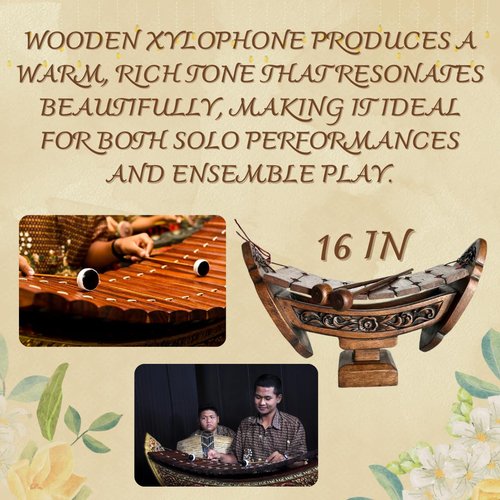 Thai Traditional Teakwood Wooden Xylophone, 8 Bar Notes, 16 inches