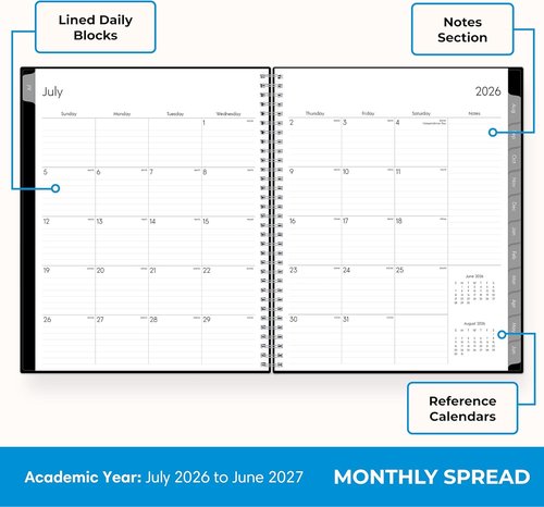 Blue Sky Academic Year Planner 2026-2027 | Weekly & Monthly Calendar, 7" x 9", Flexible Cover