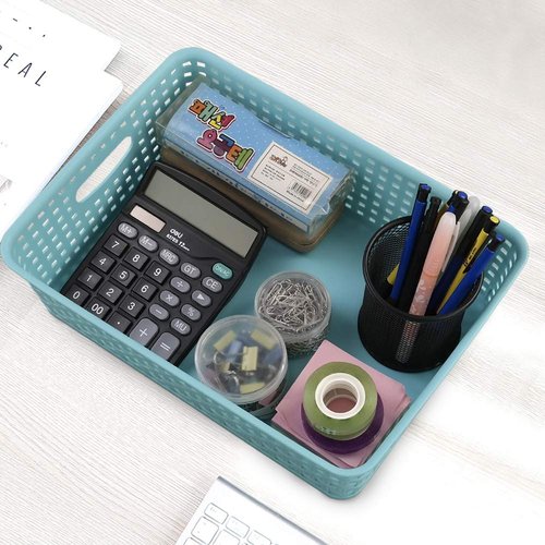 EudokkyNA Plastic Shallow Storage Basket Trays, Office Paper Trays Set of 3