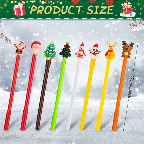 120 Pcs Christmas Gel Ink Pen Bulk, 24 Style Novelty Series Rollerball Pens Black Gel Ink Xmas Tree Snowman Reindeer Santa Claus Shape Pen for School Kids Student Christmas Party Supplies