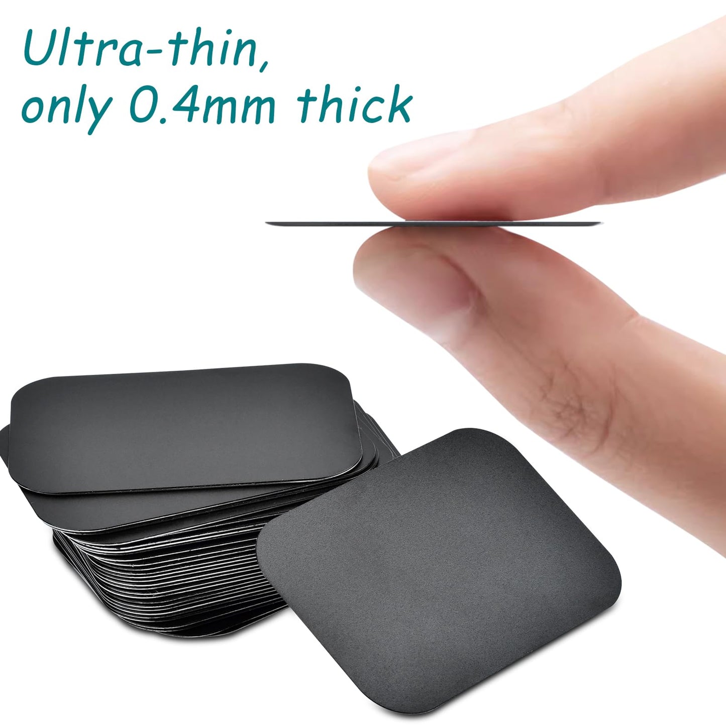 Mount Metal Plate with Adhesive for Magnetic Phone Car Mount Holder, 20 Pack Universal Replacement Metal Plates Black Rectangular Iron Stickers Steel Sheets Compatible with Magnetic Mounts, 75x55 mm