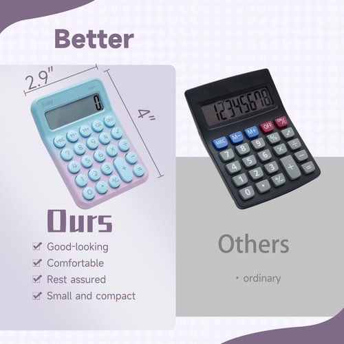Exlliy Pocket Calculator, Kids 8 Digit Small Desktop, LCD Display, Cute & Aesthetic Mini Calculator (Gradient Purple, S 1 Pcs)