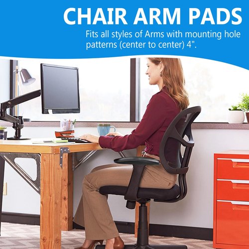 Dpwrrot Office Chair Replacement Armrest Arm Pads Caps Fit Univeral Desk Chair Arms 4" Mounting Hole with Mounting Hole Patterns Screws (1 Pair) Black