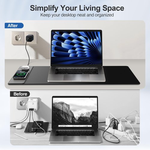 Magnetic Wireless Charging Mouse Pad, 31.5"x15.8" Large Gaming Desk Mat with Superior Stitched Edges, Non-Slip Base, Waterproof Ultra-Smooth Surface Keyboard Pad for Gamer, Office & Home, Black