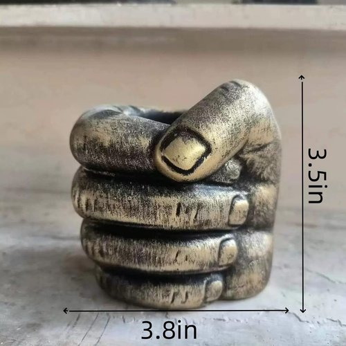 LHTWLF Hand Shape Pen Holder Resin Mold,Retro Golden Color Pen Pencil Holder Hand Fist Sculpture,Desk Cup for Office School Art Sculpture Novelty Organizer