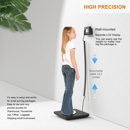 Shipping Scales 440lbs x 1oz Highly Accurate Postal Scales Ultrathin ABS Large Platform,Superlight Postal Scales for Shipping Packages,Small Business,Post Offices,Luggage Scale Battery and Adapter