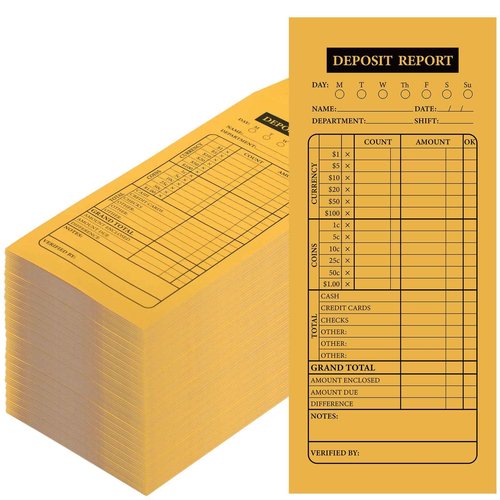 Qilery 1000 Pieces Cash Deposit Envelopes Bulk 4 1/8'' x 9 1/2'' Cashier Drop Envelopes Budgeting Planning Bank for Cash Small Business Retailers Restaurants Kraft(Yellow)