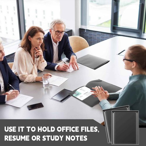 Henoyso 100 Pcs Plastic Folders with Clear Front Pockets Bulk Heavy Duty File Folders with 2 Pockets and Card Slot for Student Teacher Back to School Supplies Office Presentation (Black)