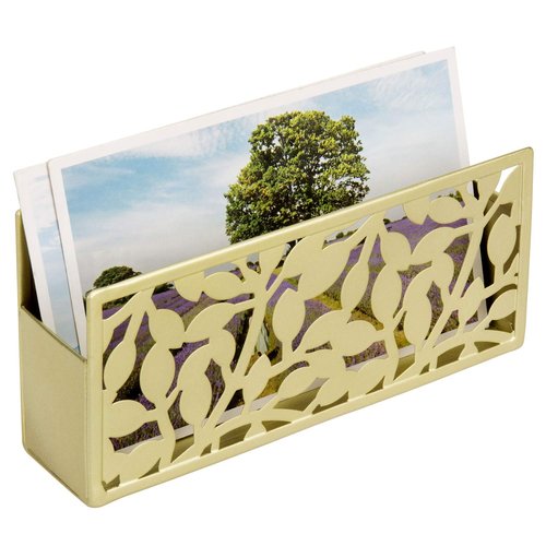 MyGift Magnetic Dry Erase Marker Holder Brass Metal for Whiteboard,Dry Erase Markers and Accessories Storage Basket Organizer with Floral Cutout Design