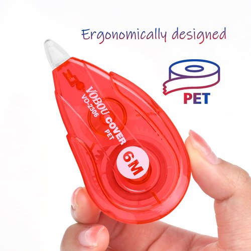 Vobou White Correction Tape, Easy To Use Applicator for Instant Corrections Wrong Writing At Any Time, For school, Office (Red and Blue, 12pack, 6M/256" x 0.2")