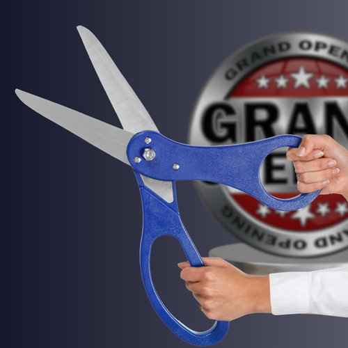 20" Blue Ceremonial Ribbon Cutting Scissors – Giant Royal Scissors for Grand Openings, Inaugurations & Special Events