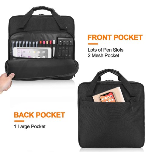 Losong 4 Inch 3 Ring Zipper Binder with Strap 800 Sheet Capacity & Multi-Pockets School and Office Organizer, Compatible with 13-Inch MacBook (Patent Design Black)