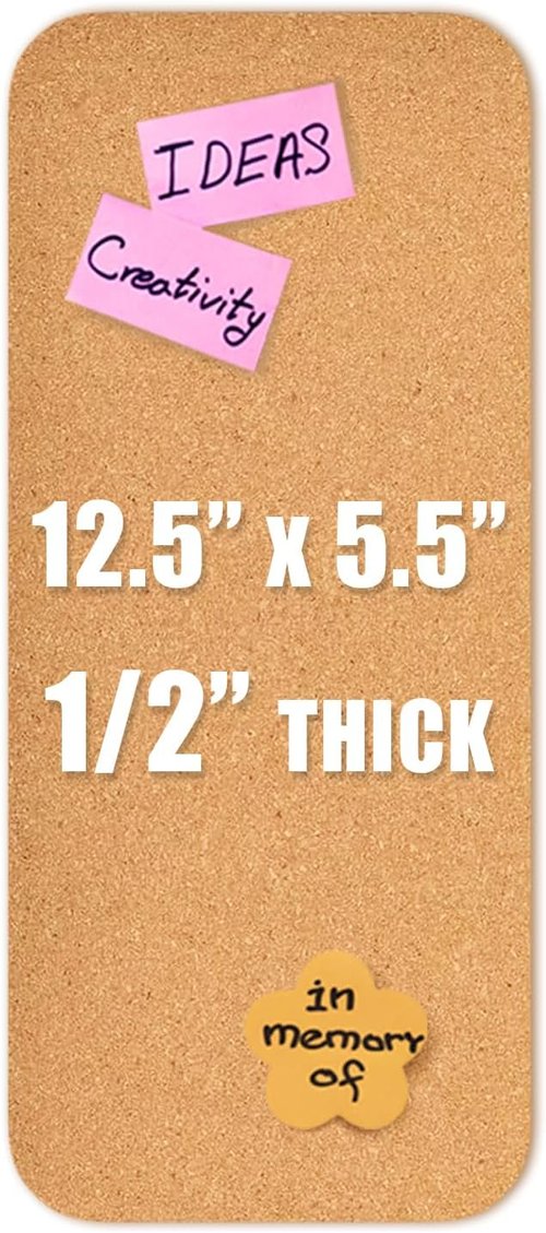 Cork Board | Skiennix Self-Adhesive 12.5"x5.5" Bulletin Board - 1/2" Thick for Home, Office, School