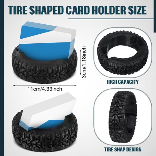 Humyoun 3 Pcs Tire Shaped Planter Pen Holder and Tire Business Card Holder Set Pencil Succulent Cactus Planter Pot for Desk Home Office Accessories Organizer