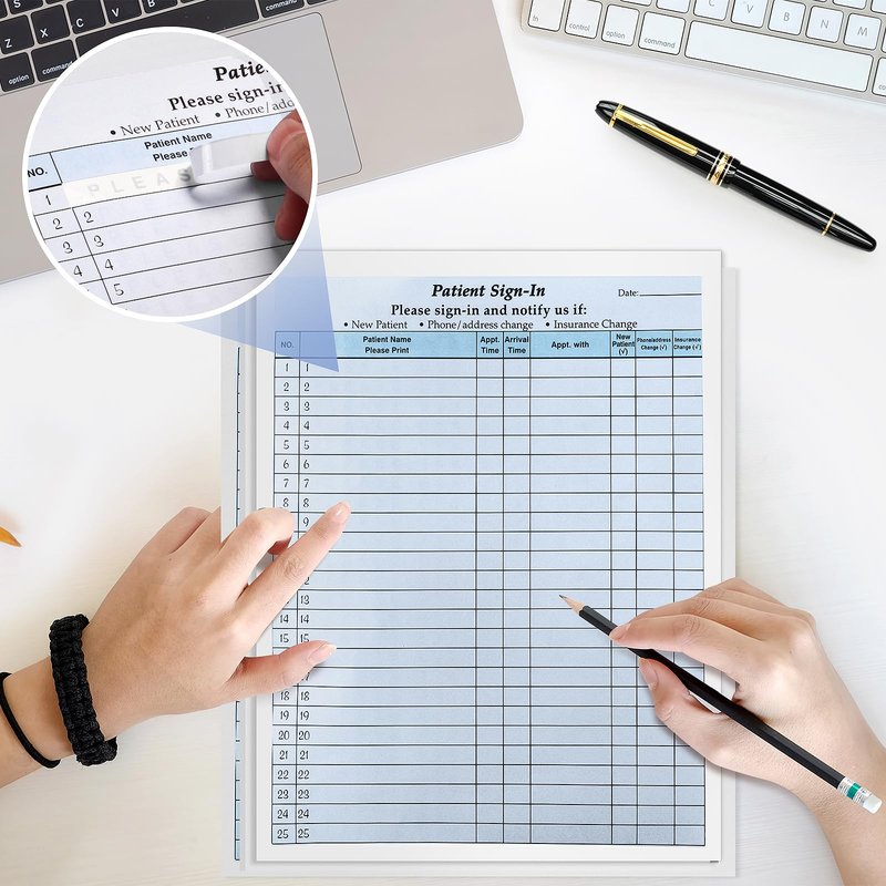 250 Pack Confidential Sign in Sheets 3 Part Patient Sign in Label Forms with Peel-Off Labels, HIPAA Compliant Carbonless 8.5 x 11 Inches Sheets for Doctor, Medical, Dental Office Use