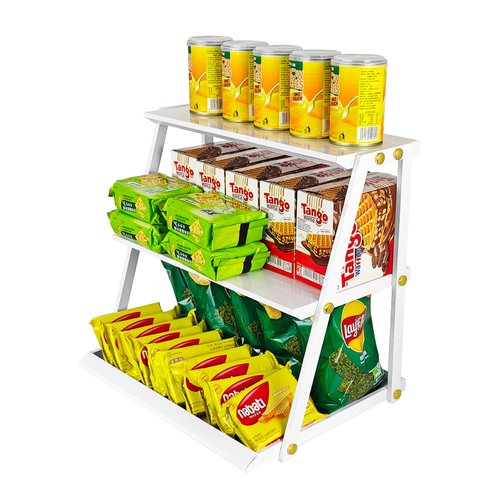 CozyNova 3 tier candy display - Snack holder with snack holder - Multi-functional counter snack and chip holder for stores - Cupcake display stand (White)