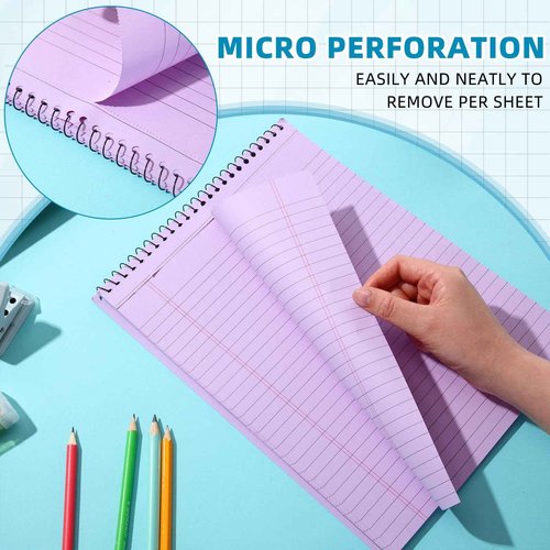 Marspark 50 Pcs Back to School Supplies 8.5 x 11 Spiral Legal Pads Top Bound Steno Notebook and Retractable Ballpoint Pen, Pastel College Ruled Notepad Pens Sets Tear Line for Removal Spiral Note Pad