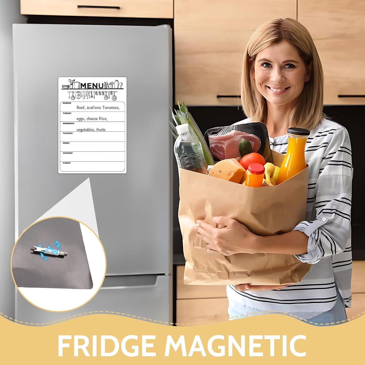Skiennix Magnetic Dry Erase Calendar - Clear Weekly Planner for Refrigerator | 8.5x12 Inch Family Menu Board