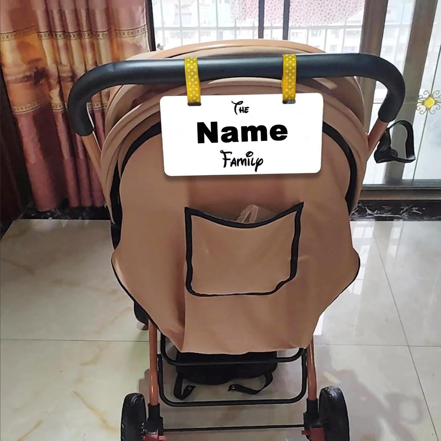 Skiennix Personalized Family Name Stroller Sign - Custom Acrylic Amusement Park Tag | 6x12 Inch