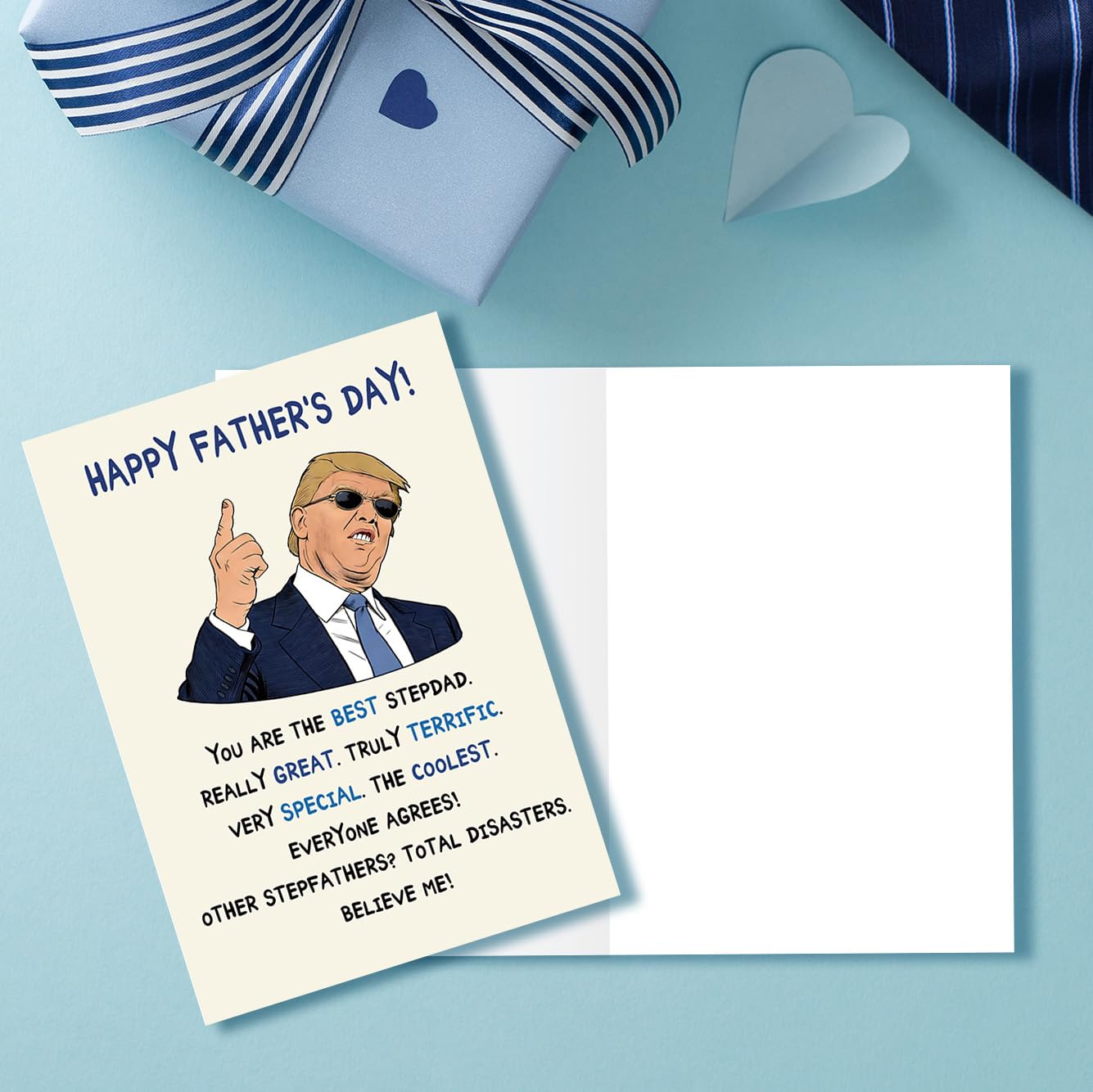 ACHICGIRL Funny Fathers Day Card for Stepdad, Bonus Dad Fathers Day Gift, Adult Humor Novelty Greeting Card for Stepfather, Satirical Happy Father’s Day Card
