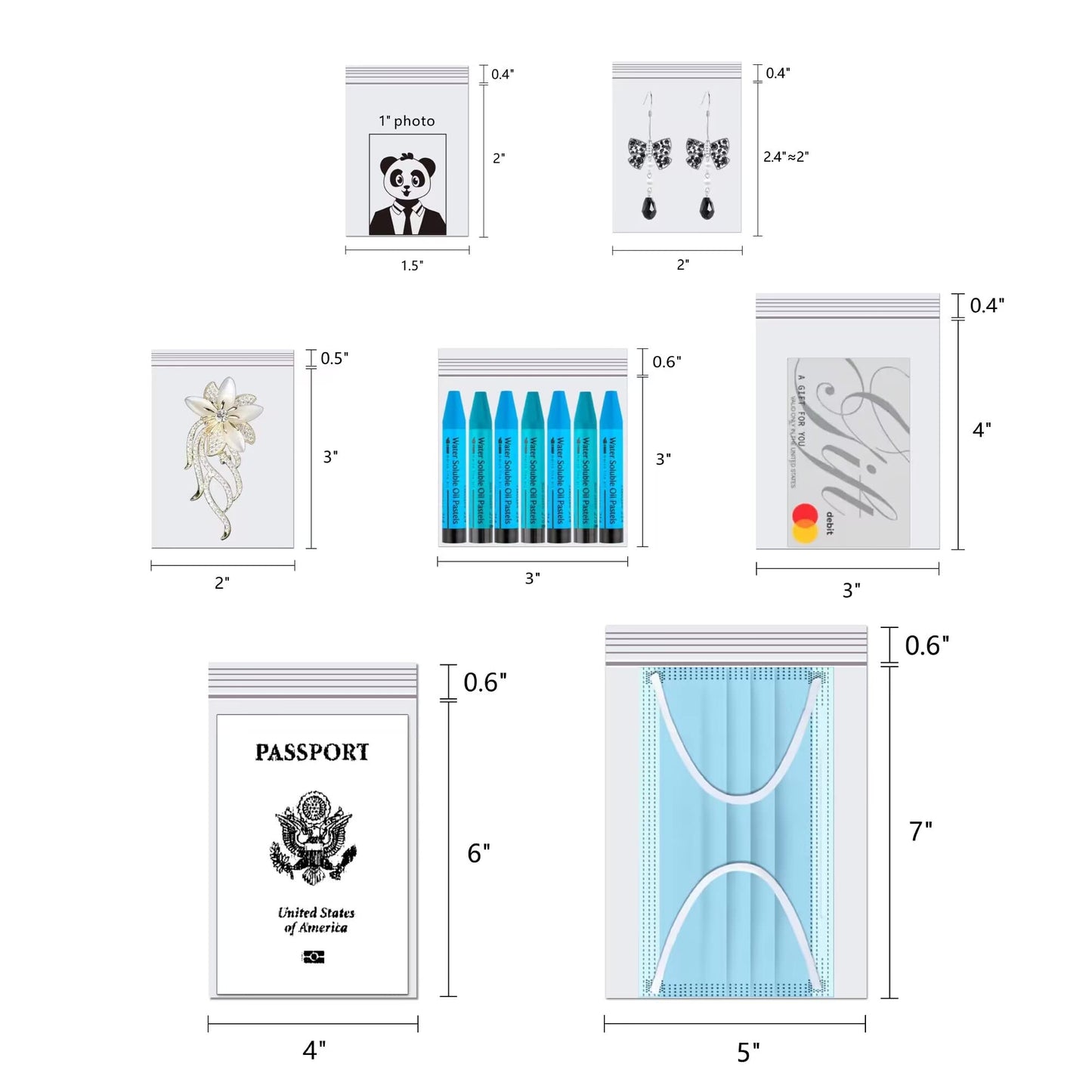 Clear Plastic Jewelry Zip Bags 200pcs 2" x 2" Small Zipper Bags for Jewelry Clear Resealable Zipper Poly Bags 2 Mil Pills Craft Beads Coins Candy Seeds Sample (12 Sizes to Choose from)