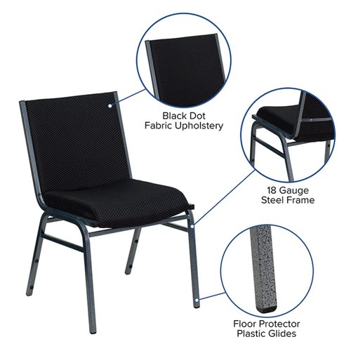 Flash Furniture HERCULES Series Heavy Duty Black Dot Fabric Stack Chair with Ganging Bracket