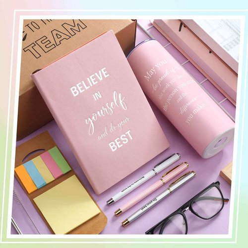 Teenyyou 7 Pcs New Employee Welcome to the Team Gift Set Welcome to the Team Gift Box Include 1 20oz Tumbler 1 Notebook 3 Pens and 1 Sticky Note Gifts for New Employee Worker(Pink)
