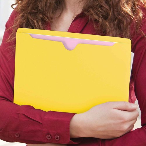 Smead File Jacket, Reinforced Straight-Cut Tab, Flat-No Expansion, Letter Size, Yellow, 100 per Box (75511)
