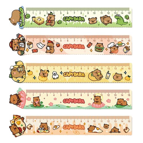 Capybara | 15cm Cute Cartoon Ruler Set - 5 Pcs Acrylic Straight Measuring Rulers for Kids & Journals