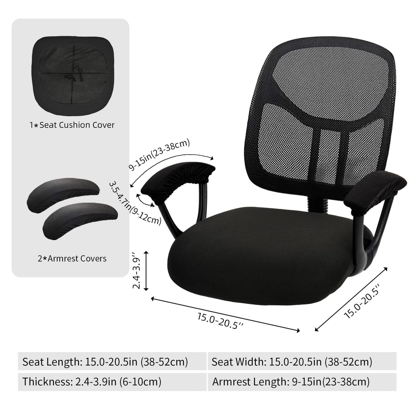 DIVA EN CAMINO DEC Stretchable Office Chair Seat Cushion Covers with Armrest Covers - Computer Chair Slipcover - Anti-Scratch Dogs, Cats, Pets Removable Washable Cushion Protectors (Mocha)
