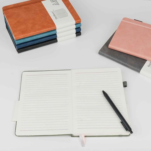 OnMove Notebooks Journal for Women Men 24 Pack Bulk Leather Hardcover with Pen Holder A5 160 Pages 100 GSM Thick Paper for Work School Lined Gray
