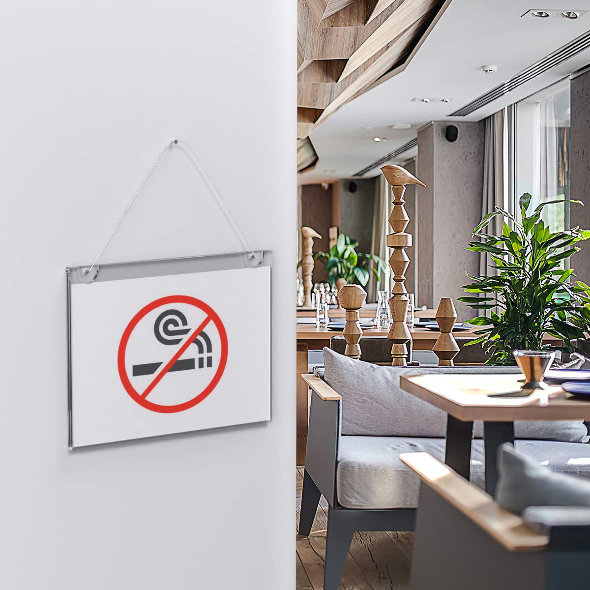 HIIMIEI Acrylic Wall Mount Sign Holder 8.5 x 11 Inches Horizontal 6 Pack, Clear Paper Document Holder, Wall Mount Ad Frame with 3m Tape Adhesives & Screws