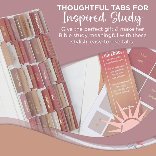 Decorative Bible Tabs for Women (96 Pieces) - Earth Tone Neutral Gold Foil Bible Tabs - Laminated Bible Labels Tabs – Remove & Replace Bible Index Tabs - Bible Study Supplies for Women (Sunset)