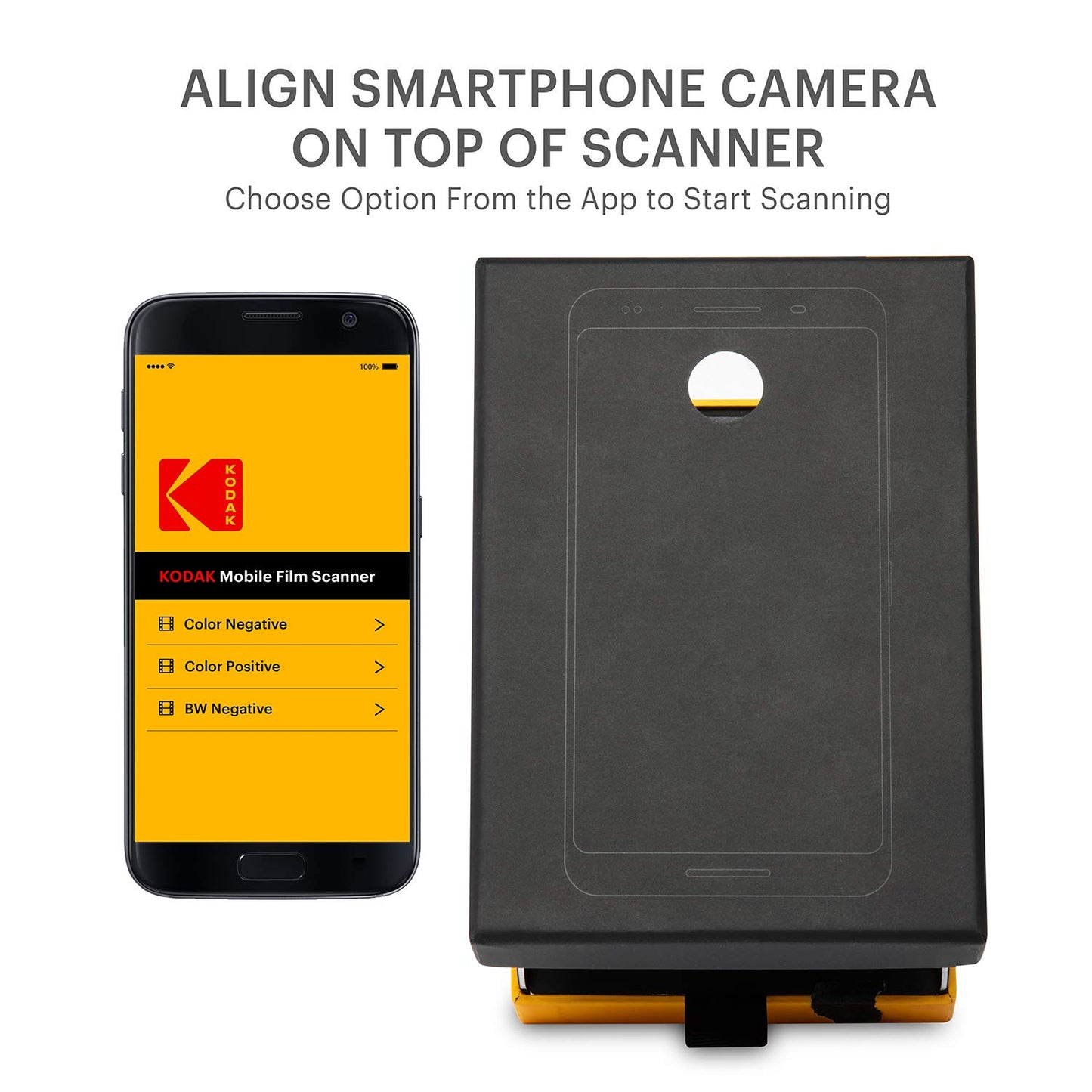 KODAK Mobile Film Scanner - Fun Novelty Scanner Lets You Scan and Play with Old 35mm Films & Slides Using Your Smartphone Camera - Cardboard Platform & Eco-Friendly Toy LED Backlight