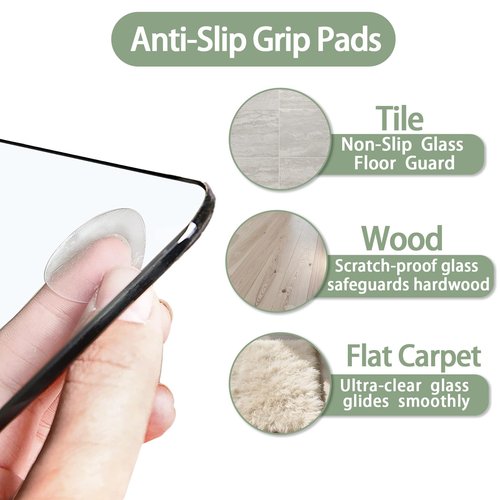 InfiniGlass Tempered Glass Chair Mat 60"x48" – Ultra-Clear Office Chair Mat for Hardwood Floors & Low-Pile Carpets – Heavy-Duty 0.2" Scratch-Resistant Surface with Non-Slip Pads – Supports 1,000 lbs