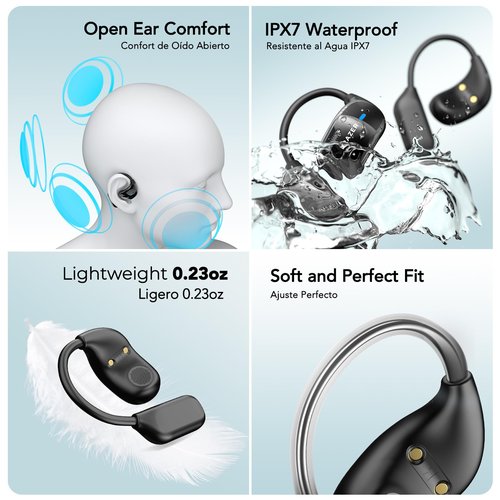 ERAZER XF23 AI Language Translator Earbuds, 3-in-1 Translation Earbuds Real-time in 135 Languages with APP, Touch Screen Bluetooth 5.4 Open Ear Headphones 60h Playtime for iOS & Android