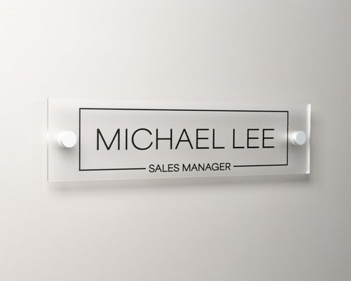 Name Plate For Wall or Door - Name Sign For Office (Frosted Acrylic)