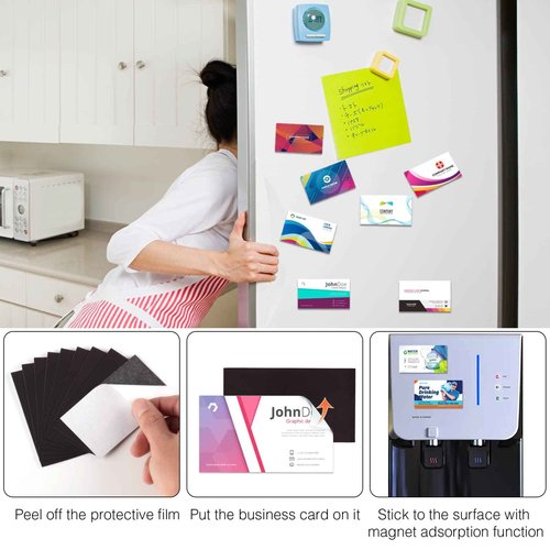 Business Card Magnets with Adhesive Backings 3.5X2" Pack of 500PCS.Self Adhesive Anisotropic Magnetic Tape,Peel and Stick Magnetic Name Cards,Bulk Package and Wellcost