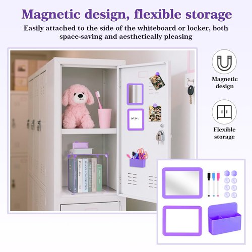 25PCS Locker Organizer Accessories, Purple Locker Accessories Kit, Girls Lockers Decorations, Magnetic Locker Accessories Set, Locker Decor, Back to School Essentials, with Locker Shelf, etc.