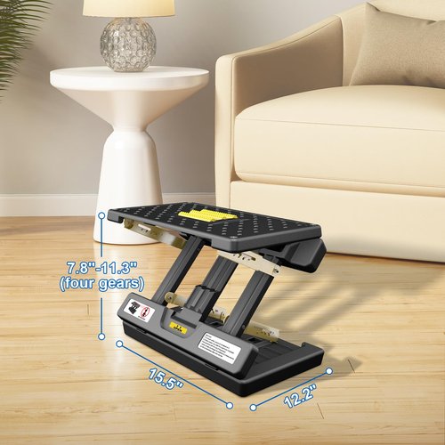 Arejonner Foldable Foot Rest, Computer Foot Rest Under Desk, 12Modes Adjustable Ergonomic for Office, Loading Capacity 80 pounds, Removable Soft Cloth Pad, Yellow